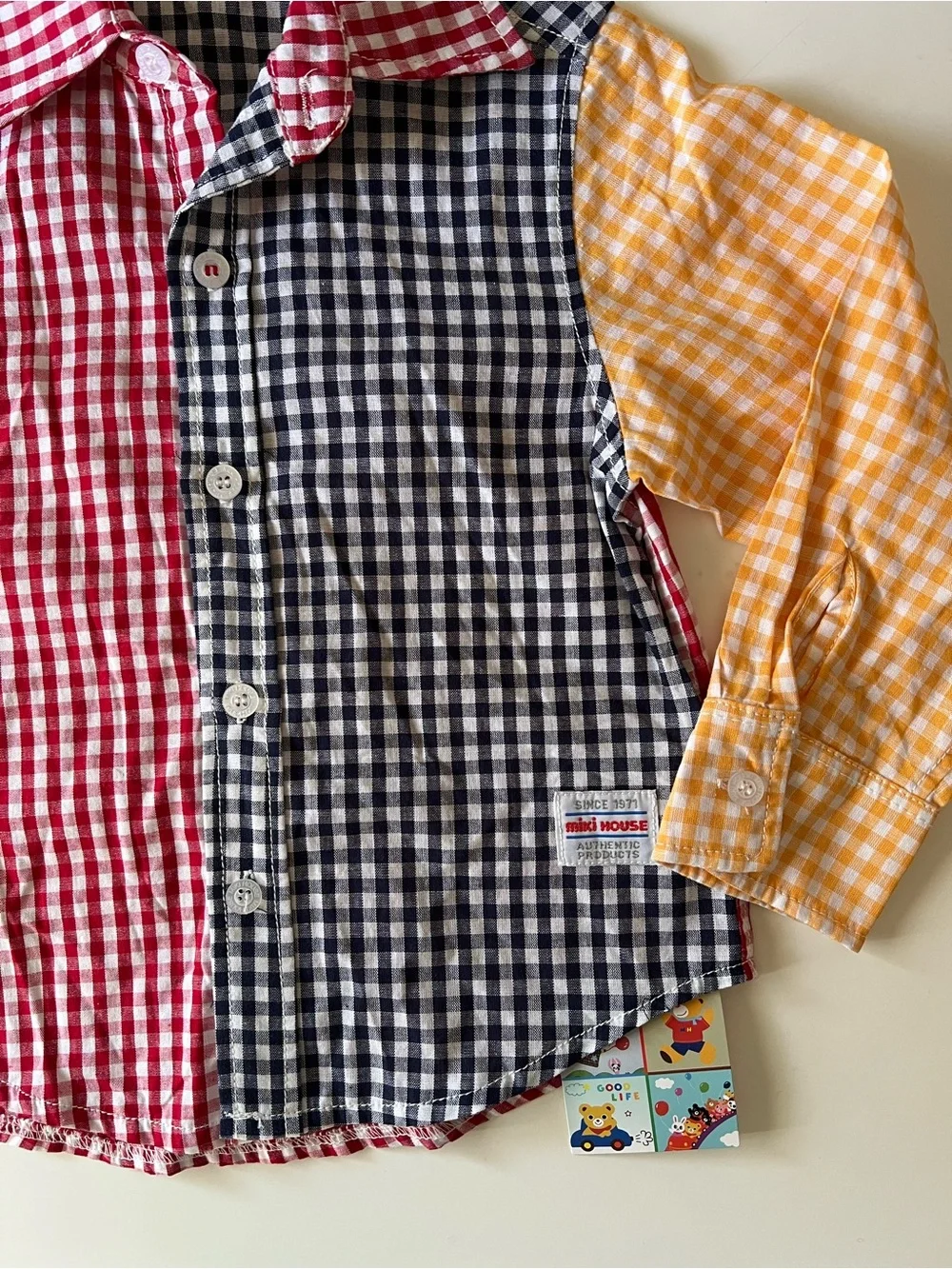 NWT Miki House Gingham Patchwork Shirt 3-4T